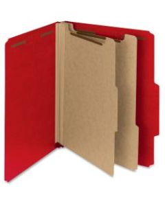 Smead 100% Recycled Colored Classification Folders, 2-Dividers, 2/5in Tab Cut, Right Tab Position, Letter Size, Bright Red, Box Of 10