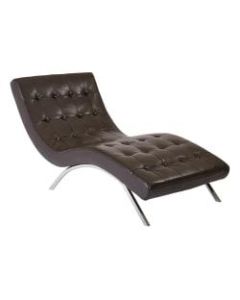 Office Star Avenue Six Blake Tufted Chaise, Espresso/Chrome