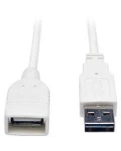 Tripp Lite 10ft USB 2.0 High Speed Extension Cable Reversible A to A M/F White - USB - Extension Cable - 10 ft - 1 x Type A Male USB - 1 x Type A Female USB - Gold-plated Contacts, Nickel Plated - Shielding - White"