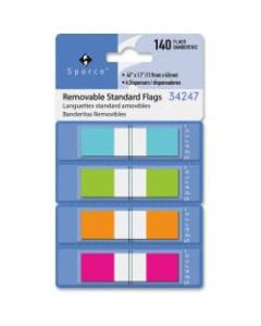 Sparco Pop-Up Dispenser Page Flags - 140 x Assorted - 0.50in - Assorted - Cellophane - Self-adhesive, Repositionable, Removable, Writable - 140 / Pack