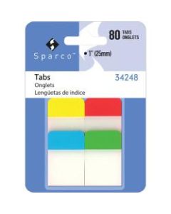 Sparco 1in Durable Tabs - Write-on Tab(s) - 1in Tab Height - Assorted Tab(s) - 80 Pack
