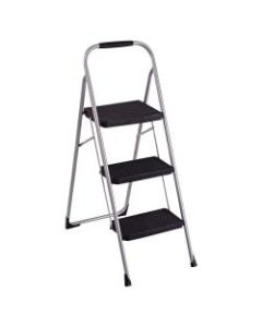 Cosco Ultra-Thin 3-Step Ladder, 200 Lb Capacity, 52 3/4in, Black/Platinum
