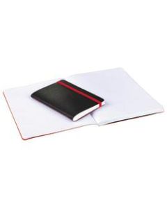 Black n Red Stitched Business Journal, 3 1/2in x 5 1/2in, Ruled, 142 Pages (71 Sheets), Black