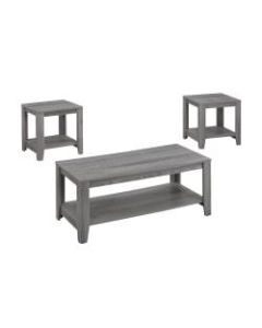 Monarch Specialties 3-Piece Coffee Table Set With Shelves, Rectangle, Gray Sonoma Oak