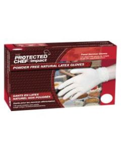 Protected Chef Latex General-Purpose Gloves - Medium Size - Unisex - Latex - Natural - Ambidextrous, Disposable, Powder-free, Comfortable, Snug Fit - For Cleaning, Food Handling - 100 / Box - 3 mil Thickness