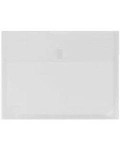 JAM Paper Plastic Booklet Expansion Envelopes, Letter-Size, 9 3/4in x 13in, Hook & Loop, Clear, Pack Of 12