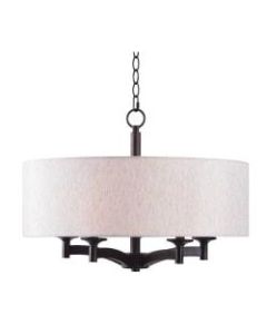 Kenroy Home Rutherford 5-Light Pendant Lamp, Taupe Shade/Oil-Rubbed Bronze Base