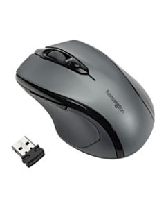 Kensington Pro Fit Wireless Mid-Size Mouse - Optical - Wireless - Radio Frequency - Gray - USB - 1600 dpi - Scroll Wheel - Medium Hand/Palm Size - Right-handed Only