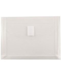 JAM Paper Plastic Booklet Envelopes, 1in Expansion, 5 1/2in x 7 1/2in, Hook & Loop Closure, Clear, Pack Of 12