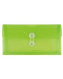 JAM Paper Booklet Plastic Envelopes, #10, Button & String Closure, Lime Green, Pack Of 12