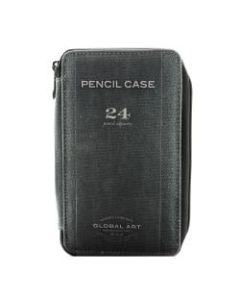 Global Art Canvas Pencil Case, 24-Pencil Capacity, Steel Blue