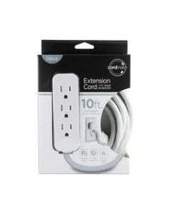 Cordinate Surge 3-Outlet 16 AWG Extension Cord, 10ft, Gray/White, 37914