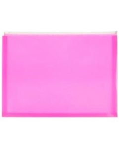 JAM Paper #10 Plastic Envelopes, Zipper Closure, Hot Pink, Pack Of 12