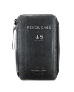 Global Art Canvas Pencil Case, 48-Pencil Capacity, Steel Blue
