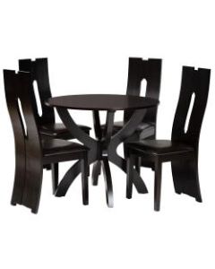 Baxton Studio Ronda Dining Set, 29-15/16inH x 35-7/16inW x 35-7/16inD, Dark Brown/Espresso