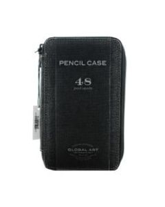 Global Art Canvas Pencil Case, 48-Pencil Capacity, Black