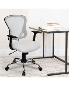 Flash Furniture Mesh Mid-Back Task Chair, White/Black/Chrome