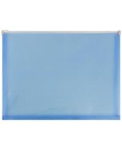 JAM Paper Plastic Envelopes, Zipper Closure, Letter-Size, 9 3/4in x 13in, Blue, Pack Of 12