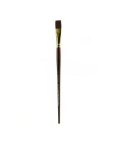 Winsor & Newton Galeria Long-Handled Brush, Size 18, Flat/Bright, Polyester Filament, Dark Burgundy