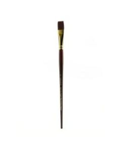 Winsor & Newton Galeria Long-Handled Brush, Size 18, Flat/Bright, Polyester Filament, Dark Burgundy