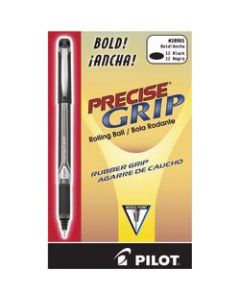 Pilot Precise Grip Liquid Ink Rollerball Pens, Bold Point, 1.0 mm, Black Metallic Barrel, Black Ink, Pack Of 12 Pens