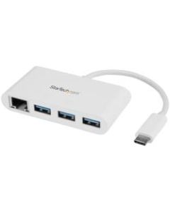 StarTech.com 3 Port USB C Hub with Gigabit Ethernet - USB-C to 3x USB-A - USB 3.0 - White - USB Hub with GbE - USB-C to USB Adapter - USB Type C Hub - USB 3.0 Type C - External