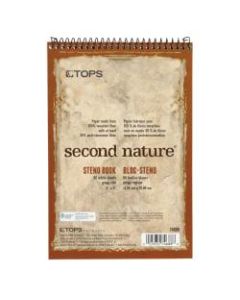 TOPS Second Nature Steno Books, 6in x 9in, Gregg Ruled, 160 Pages (80 Sheets), 100% Recycled, White