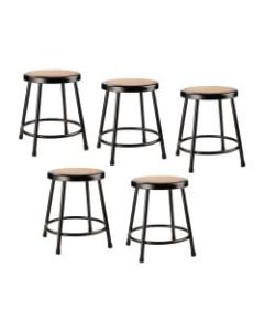 National Public Seating Hardboard Round Stools, Black/Masonite Wood, Pack Of 5 Stools