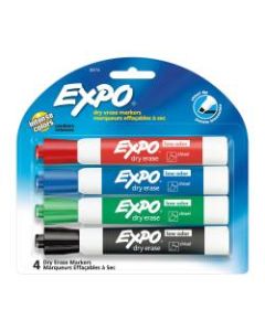 EXPO Low-Odor Dry-Erase Markers, Chisel Point, Assorted Colors, Pack Of 4 Markers