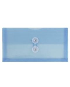 JAM Paper Booklet Plastic Envelopes, #10, Button & String Closure, Blue, Pack Of 12