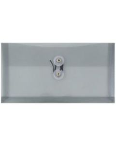 JAM Paper Booklet Plastic Envelopes, #10, Button & String Closure, Smoke Gray, Pack Of 12