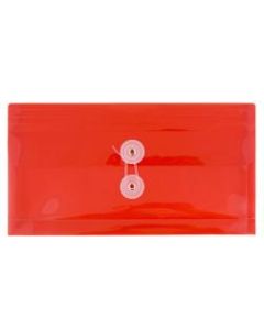 JAM Paper Booklet Plastic Envelopes, #10, Button & String Closure, Red, Pack Of 12