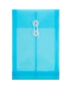 JAM Paper Open-End Plastic Envelopes, 6 1/4in x 9 1/4in, Blue, Pack Of 12