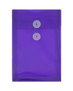 JAM Paper Open-End Plastic Envelopes, 6 1/4in x 9 1/4in, Purple, Pack Of 12