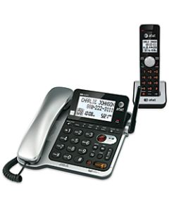 AT&T CL84102 DECT 6.0 Digital Dual-Handset Corded/Cordless Phone With Answering, Silver/Black