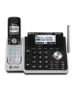 AT&T TL88102 DECT 6.0 Digital 2-Line Cordless Phone With Answering, Silver/Black