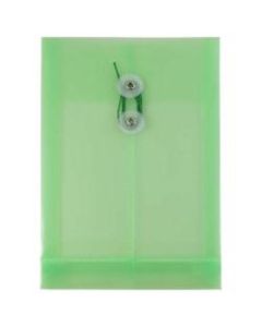 JAM Paper Open-End Plastic Envelopes, 6 1/4in x 9 1/4in, Classic Lime Green, Pack Of 12