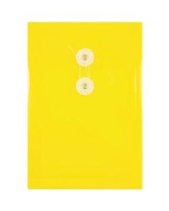 JAM Paper Open-End Plastic Envelopes, 6 1/4in x 9 1/4in, Yellow, Pack Of 12