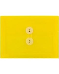 JAM Paper Index Booklet Plastic Envelopes, 5 1/2in x 7 1/2in, Gummed Seal, Yellow, Pack Of 12