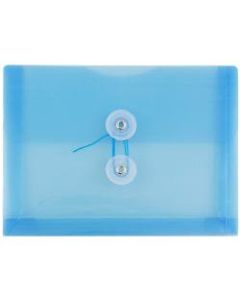 JAM Paper Index Booklet Plastic Envelopes, 5 1/2in x 7 1/2in, Gummed Seal, Blue, Pack Of 12