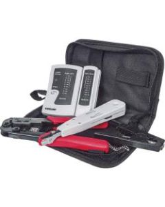 Intellinet Network Solutions 4-Piece Network Tool Kit Composed of LAN Tester, LSA Punch Down Tool, Crimping Tool and Cutter/Stripper Tool - Includes Durable Storage Bag