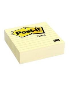 Post-it Notes, Lined, 4in x 4in, Canary Yellow, Pack Of 1 Pad