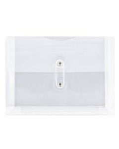 JAM Paper Index Booklet Plastic Envelopes, 5 1/2in x 7 1/2in, Gummed Seal, Clear, Pack Of 12