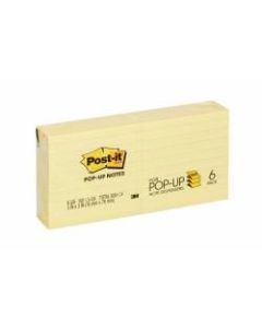 Post-it Notes Pop-Up Lined Notes, 3in x 3in, Canary Yellow, Pack Of 6 Pads