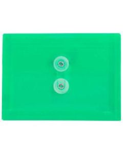 JAM Paper Index Booklet Plastic Envelopes, 5 1/2in x 7 1/2in, Gummed Seal, Green, Pack Of 12