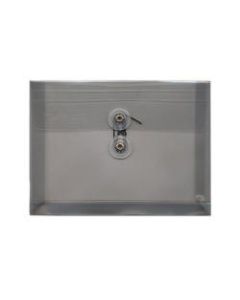 JAM Paper Index Booklet Plastic Envelopes, 5 1/2in x 7 1/2in, Gummed Seal, Smoke Gray, Pack Of 12