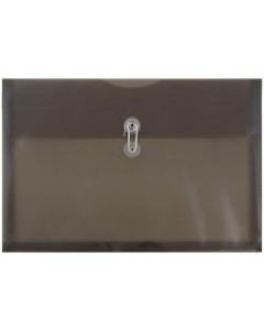 JAM Paper Plastic Booklet Envelopes, Legal-Size, 10 1/4in x 14 1/2in, Button & String Closure, Smoke Gray, Pack Of 12
