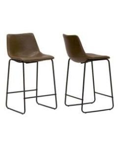 Glamour Home Adan Bar Stools, Dark Brown, Set Of 2 Stools