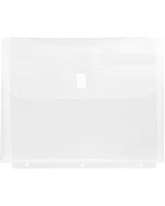 JAM Paper Plastic 3-Hole Punch Binder Envelopes, 8-5/8in x 11 1/2in, Hook & Loop Closure, Clear, Pack Of 12 Envelopes
