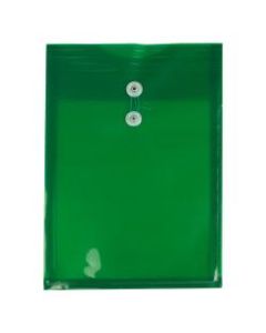 JAM Paper Open-End Plastic Envelopes, Legal-Size, 9 3/4in x 14 1/2in, Green, Pack Of 12